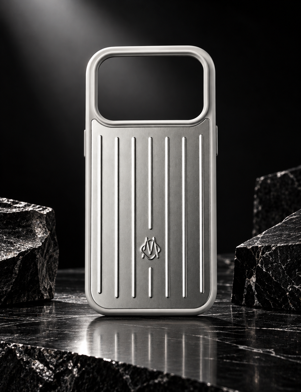 RIMOWA iPhone 17 Pro Case – Premium Silver Aluminum Protective Cover