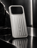 RIMOWA Case for iPhone 17 Pro – Silver Aluminum Luxury Phone Cover