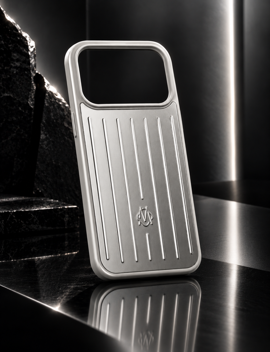 RIMOWA iPhone 17 Pro Case – Premium Silver Aluminum Protective Cover