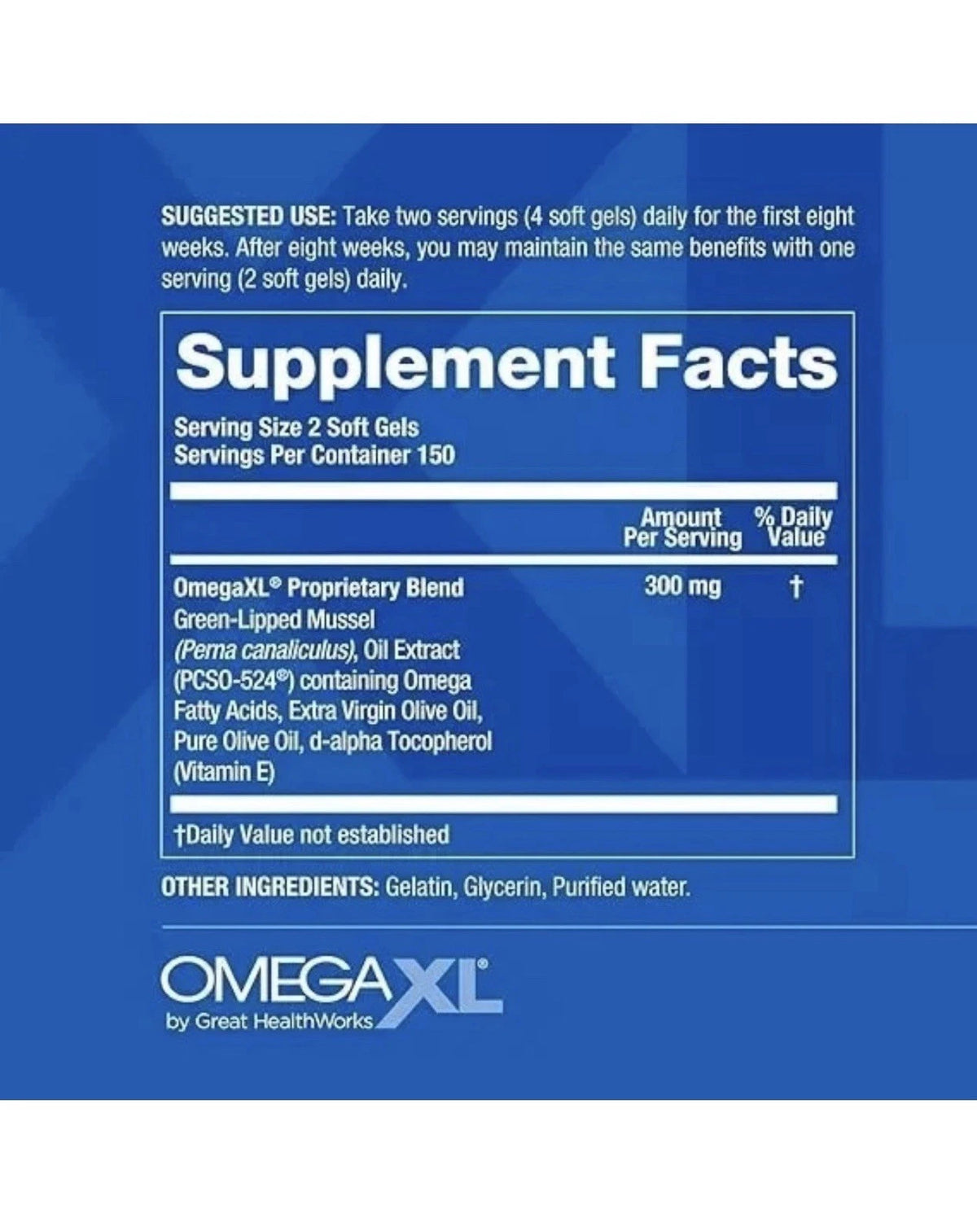 Omega XL Joint & Muscle Support Supplement (300 Softgels) – Natural Green Lipped Mussel Oil Formula