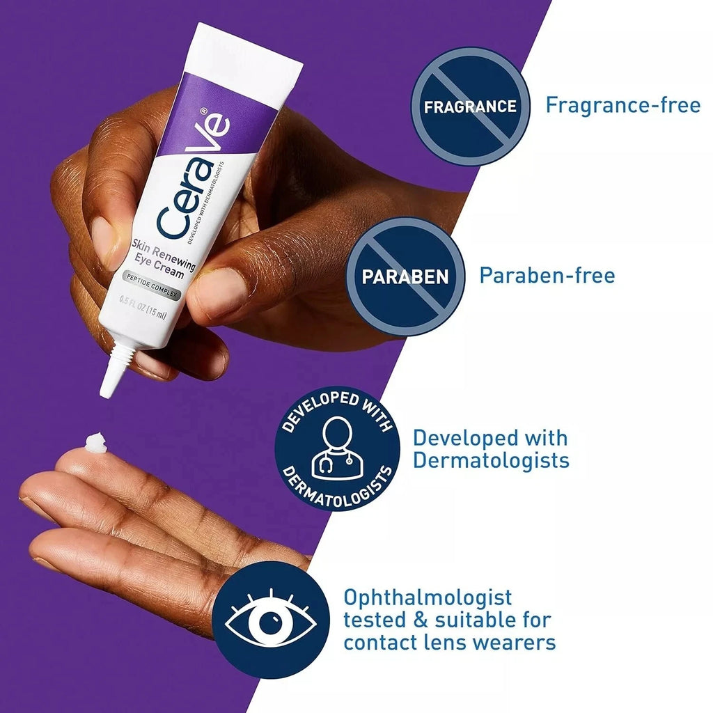 CeraVe Skin Renewing Anti-Aging Eye Cream (15ml) – With Peptides, Hyaluronic Acid, Niacinamide & Caffeine