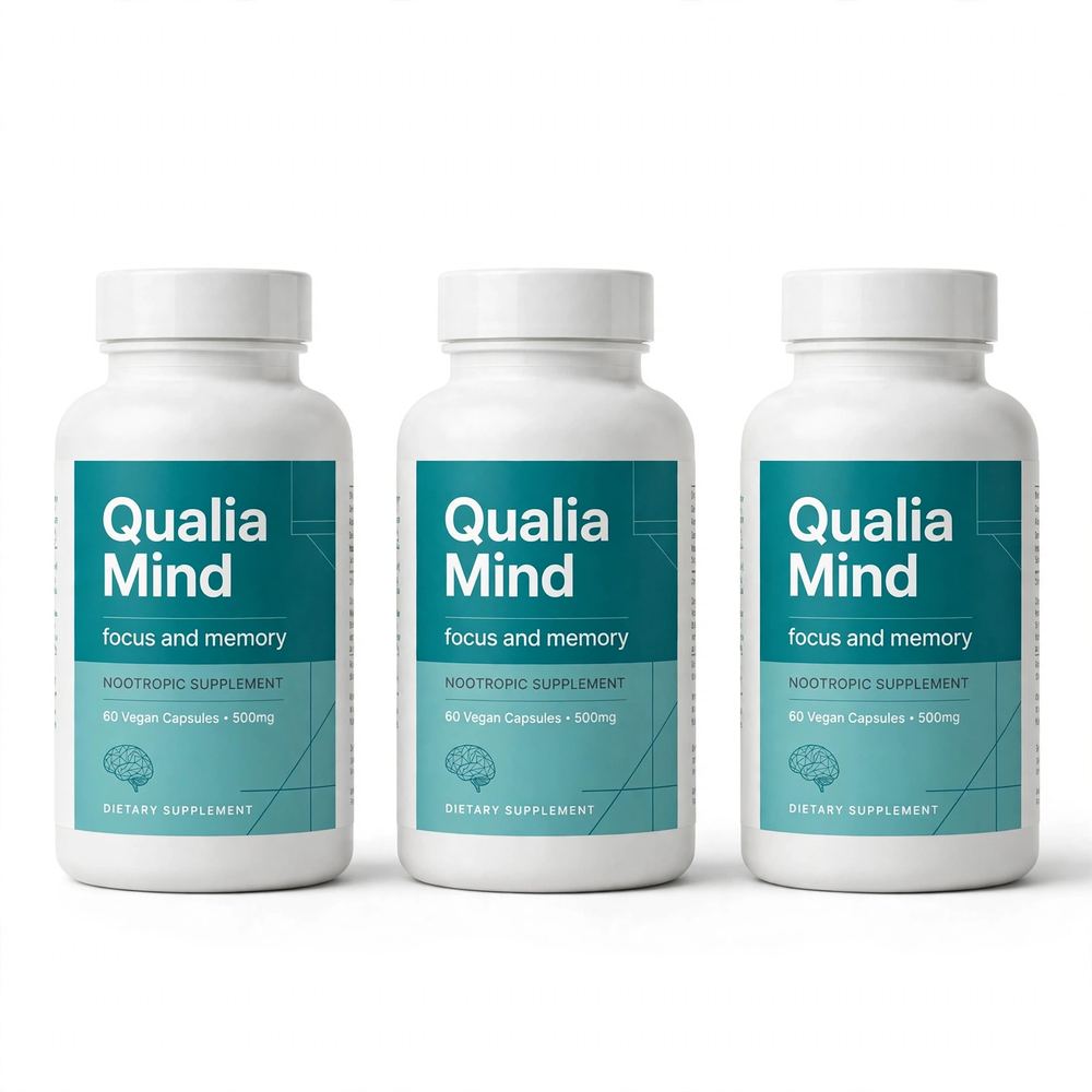 Pack of 3 Qualia Mind Focus Memory Drive Supplement Sealed Unopened 120 Capsules