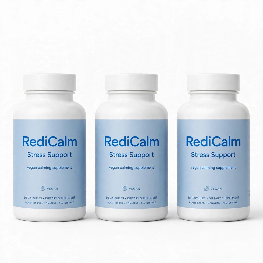 RediCalm 3 Pack Stress Support Supplement Vegan Non-GMO Gluten Free 30 Caps