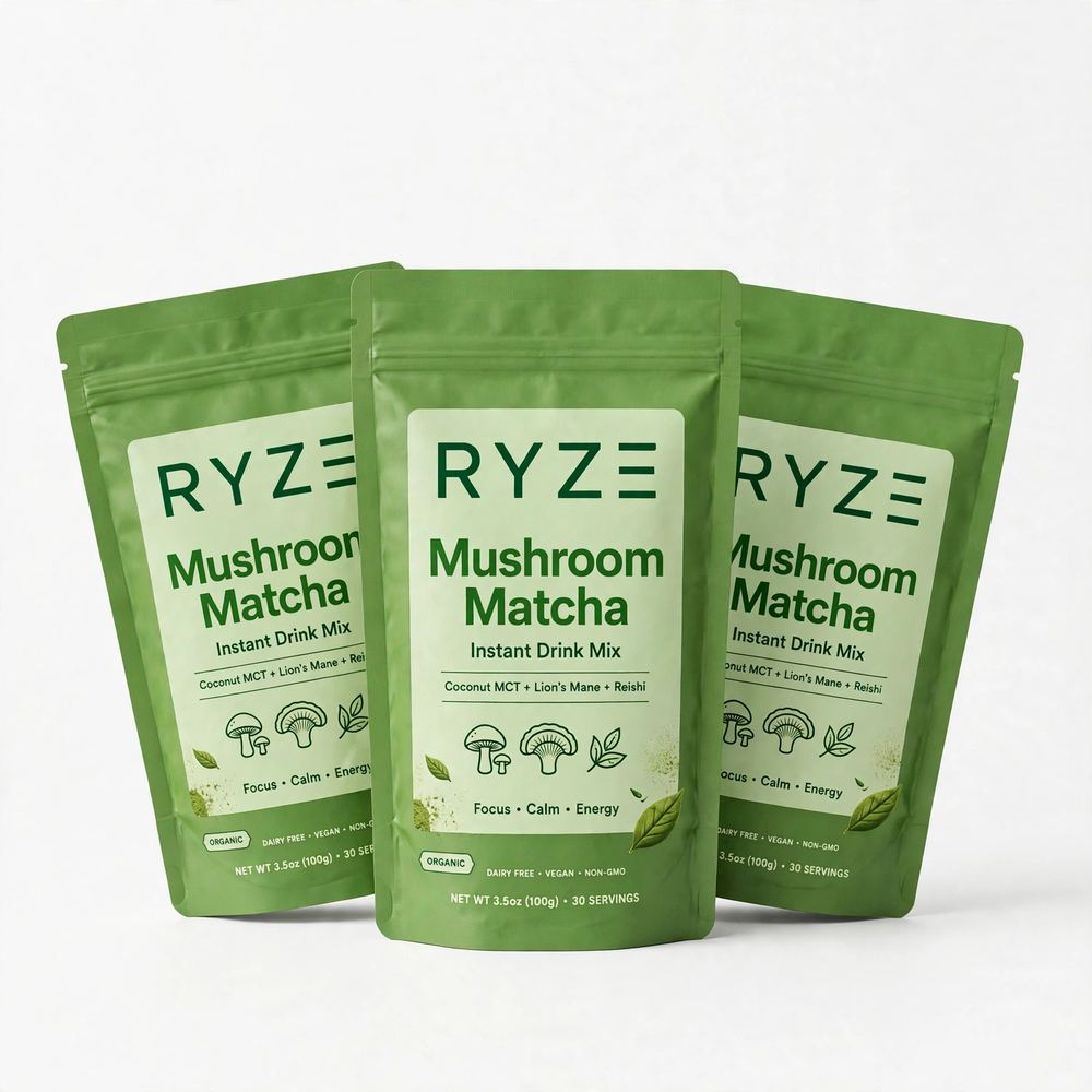 Pack of 3 RYZE Mushroom Matcha Coffee 180g 30 Servings Instant Drink