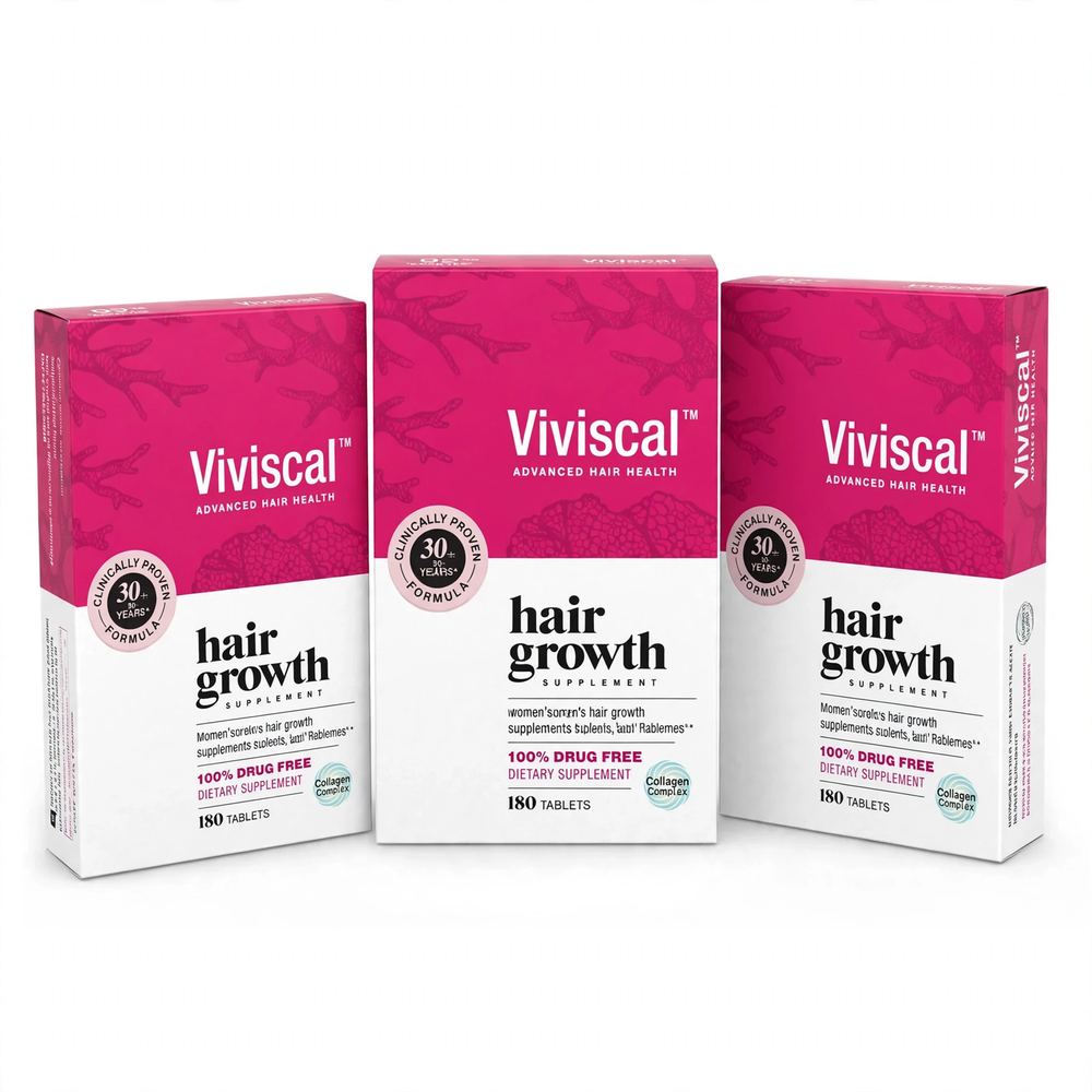 Pack of 3 Viviscal Hair Growth Supplements For Women For Thicker, Fuller Hair 180 Tablet Each